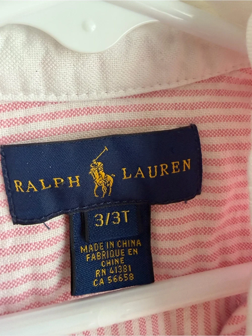 Ralph Lauren Pink Striped Shirt Dress Girls 3T Button Embroidered Preppy